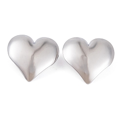 Couleur Acier Inoxydable Boucles d'oreilles à tige en acier inoxydable anti-ternissement pour femmes, cœur, couleur inox, 304mm