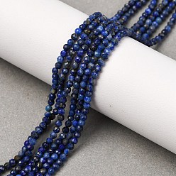 Ляпис-Лазурь Нитки бусины из натурального ляписа-лазури, круглые, граненые, 2 мм, отверстие : 0.5 мм, около 197 шт / нитка, 15.7 дюйм (40 см)