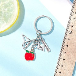 Яблоко Брелки из сплава в тибетском стиле, античное серебро, яблоко, 74 мм, подвески: 18.5~43x5~24x1.5~2.5 мм