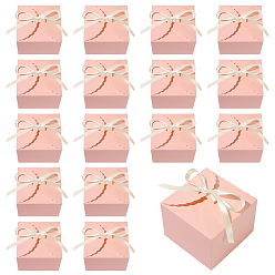 Pink 20Pcs Square Paper Gift Boxes, with Ribbons, Birthday Wedding Party Chocolate Candy Gift Boxes, Pink, Finished Product: 12x12x9cm