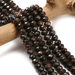 Бронзит Природные бронзитом бисер нитей, граненые, рондель, 8x5.5 мм, отверстие : 1.2 мм, около 69 шт / нитка, 15.16'' (38.5 см)