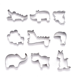 Stainless Steel Color Non-Tarnish Stainless Steel Mixed Animal Shape Cookie Candy Food Cutters Molds, for DIY, Kitchen, Baking, Kids Birthday Party Supplies Favors, Stainless Steel Color, 57x63x20.5mm, 9pcs/Set