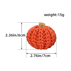 Оранжевый Вязаные тыквы из полиэстера, украшения для Хэллоуина, для домашнего украшения рабочего стола, оранжевые, 70x60 мм