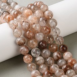 Rutilated Кварц Нити бусин из рутилированного кварца из натурального черного золота, круглые, 9.8~10.8 мм, отверстие : 0.8 мм, около 36 шт / нитка, 15.08 дюйм (38.3 см)