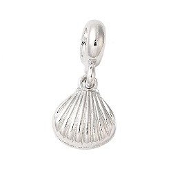 Платина Европейские подвески из сплава с покрытием для стойки, подвески в форме ракушек с большими отверстиями, без кадмия, без никеля и без свинца, платина, 24 мм, отверстие : 5 мм