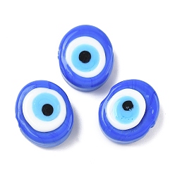 Королевский синий Ручной зло бусины глаз, овальные, королевский синий, 16~17x20~21x8~11 мм, отверстие : 3~3.5 мм