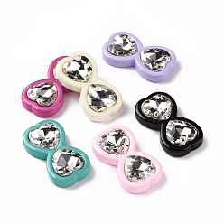 Mixed Color Acrylic Cabochon, with Acrylic Rhinestone, Bowknot, Mixed Color, 22.5x41.5x8mm