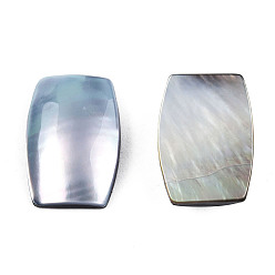 Bleu Ciel Cabochons turbo cornulus/top shells naturels, avec acrylique et coque à lèvres noire, teint, rectangle, bleu ciel, 18x12.5x4~5mm