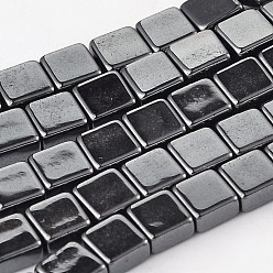 Hematite Plated Electroplate Non-magnetic Synthetic Hematite Square Bead Strands, Hematite Plated, 4x4x2mm, Hole: 1mm, about 100pcs/strand, 15.74 inch