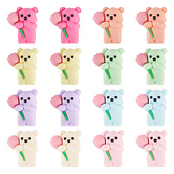 (52) Непрозрачная лаванда 16 шт 8 цвета силиконовые бусины, несут с цветком, разноцветные, 29x25.5x13 мм, отверстие : 2 мм, 2 шт / цвет