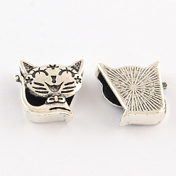 Античное Серебро Подвески для котят из сплава в тибетском стиле, кот, без кадмия и без свинца, античное серебро, 16x17x5.5 мм, Отверстие : 11x3 мм , около 367 шт / 1000 г