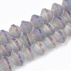 Васильковый Стеклянные бусины с гальваническим покрытием , матовые, планета, васильковый, 10.5x8.5 мм, отверстие : 1.5 мм, около 72 шт / нитка, 23.5 дюйм