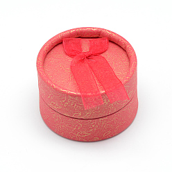 Rouge Bague de boîtes en carton, plat rond, rouge, 5.5x3.5 cm