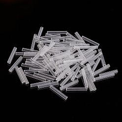 Clear Glass Bugle Beads, Transparent Colours, Clear, 9x2mm, Hole: 0.5mm, about 7000pcs/bag