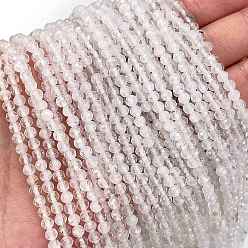 Хрусталь Природных кристаллов кварца бисер нитей, граненые, круглые бусины из горного хрусталя, 3 мм, отверстие : 0.8 мм, около 127 шт / нитка, 15.55~15.59'' (39.5~39.6 см)