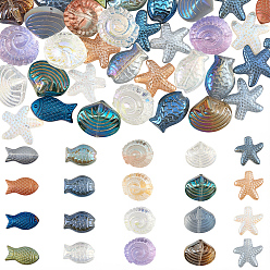 (52) Непрозрачная лаванда 120 шт 20 цвета гальванические стеклянные бусины, разнообразные, разноцветные, 10~15x8~14.5x5~10 мм, отверстие : 0.8~1 мм, 6 шт / цвет