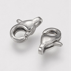 Stainless Steel Color 304 Stainless Steel Lobster Claw Clasps, Stainless Steel Color, 9.5x6x3.5mm, Hole: 1mm