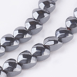 Non-magnetic Hematite Non-magnetic Synthetic Hematite Beads Strands, Faceted, Heart, 4x4x2.5mm, Hole: 0.5mm, about 109pcs/strand, 15.7 inch(40cm)