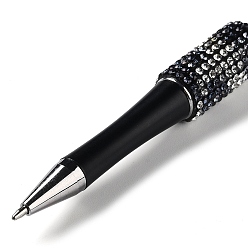 Black Plastic & Iron Beadable Pens, Ball-Point Pen, with Rhinestone, for DIY Personalized Pen with Jewelry Bead, Black, 145x14.5mm