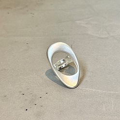 Oval Латунные манжеты открытые кольца для женщин, серебряные, неправильный овал, 15~20 мм