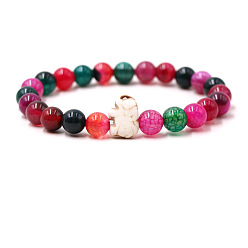 Турмалин Браслеты из натуральных турмалинов и синтетической бирюзы для мужчин и женщин, круглый и слон