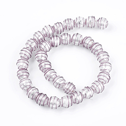 Средняя Орхидея Ручная серебряная фольга стеклянные бусины Lampwork, круглые, средне орхидеи, 12.5~13x11~12 мм, отверстие : 1~2 мм