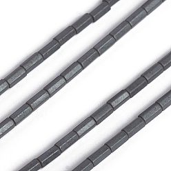 Non-magnetic Hematite Non-magnetic Synthetic Hematite Beads Strands, Frosted, Hexagonal Prism, 4.5x2mm, Hole: 0.8mm, about 97pcs/strand, 15.74 inch(40cm)