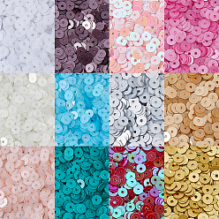 (52) Непрозрачная лаванда 12000шт. 12 цвета ПВХ пайетки/блестки, Аксессуары для орнаментов, плоско-круглые, разноцветные, 4x0.4 мм, о 1000шт / цвет