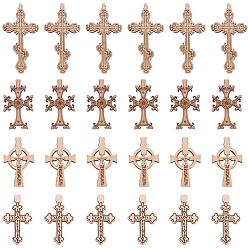 пшеница Деревянные подвески, религия, крест со словом иерусалим, полый, цвет пшеницы, 40 шт / комплект