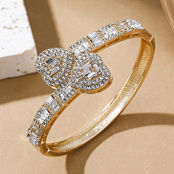 Золотой Браслеты-шарниры из цинкового сплава со стразами для женщин, сердце, золотые, внутренний диаметр: 2-1/2 дюйм (6.5 см)