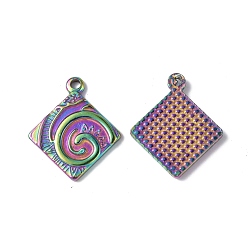 Rainbow Color Ионное покрытие (ip) 304 подвески из нержавеющей стали, ромбовидный шарм, Радуга цветов, 24x20.5x2.5 мм, отверстие : 1.6 мм