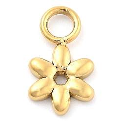 Настоящее золото 14K Ионное покрытие (ip) 304 брелоки из нержавеющей стали, цветочный шарм, реальный 14 k позолоченный, 11x6.5x1.5 мм, отверстие : 2.5 мм