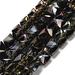 Черный Стеклянные бусины с гальваническим покрытием , треугольные, граненые, чёрные, 7.5x8x5.5 мм, отверстие : 0.8 мм, около 70 шт / нитка, 13.39'' (34 см)