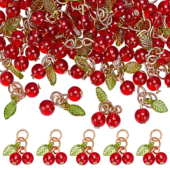 Light Gold 50 кулоны лэмпворк ручной работы, черри прелести, с кольцом из цинкового сплава, золотой свет, 10.5x6 мм, отверстие : 4 мм