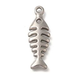 Нержавеющая Сталь Цвет Антикоррозийные 304 подвески из нержавеющей стали, очарование рыбьей кости, цвет нержавеющей стали, 26.5x9x2 мм, отверстие : 1.6 мм