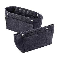 Black Felt Tarp Zip Cosmetic Pouches, Rectangle, Black, 15.1x31x9cm, Unfold: 15.1x22x9.4mm