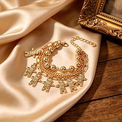 Human Iron Zinc Alloy Tassel Multi-Strand Bracelets for Women, Golden, Human, 6.30 inch(16cm)