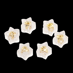 Настоящее золото 18K Силиконовые гайки для ушей, спинки для серьги, с медными петлями, реальный 18 k позолоченный, 6.5x6x5 мм, отверстие : 0.5 мм