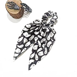 Ghost Эластичные тканевые аксессуары для волос на тему Хэллоуина для девочек и женщин, резинки для волос с заколкой-хвостом, призрак, 300x80 мм