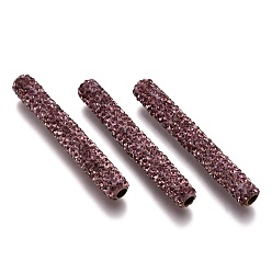Аметист Полимерная глина бисера горный хрусталь трубки, с латунной фурнитурой , аметист, 35~35.5x5~5.5 мм, отверстие : 2.5 мм