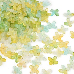 Желтый Акриловые колпачки для бусин с металлическим плетением, цветок, желтые, 11.5x11.5x3 мм, отверстие : 1.5 мм, Около 3846 шт / 500 г