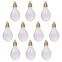Golden Glass Pendants, Teardrop, Golden, 31x18mm, 10pcs/set