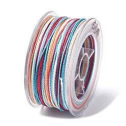 Разноцветный Сегментный окрашенный вощеный полиэфирный шнур, витой круглый шнур, красочный, 1 мм, около 49.21 ярдов (45 м) / рулон
