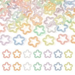 (52) Непрозрачная лаванда 70шт 7 цвета прозрачные светящиеся акриловые подвески, с блеском порошок, звезда, разноцветные, 29.5x30.5x5 мм, отверстие : 1.8 мм, 10 шт / цвет