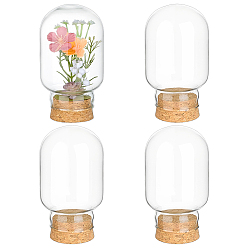 Прозрачный Стеклянный купол, декоративная витрина, Террариум в форме колокольчика с пробковым основанием, прозрачные, 60x108.5 мм