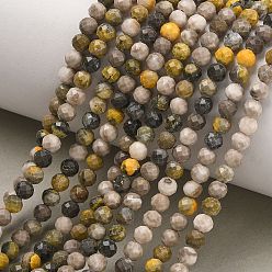 Bumblebee Jasper Натуральные бусины из яшмы шмеля, граненые, круглые, 4 мм, отверстие : 0.6~0.7 мм, около 98~101 шт / нитка, 15.16~15.35 дюйм (38.5~39 см)
