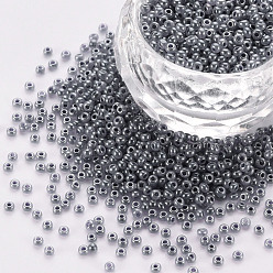 Сланцево-синий 12/0 бисер имитация нефрита, непрозрачные цвета блеск, круглые, синевато-серый, 2x1.5 мм, отверстие : 1 мм, Около 40000 шт / фунт