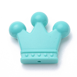 Голубой Пищевые экологически чистые силиконовые фокусные шарики, корона, голубой, 30x35x10 мм, отверстие : 2 мм