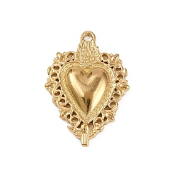 Золотой 304 подвески из нержавеющей стали, шарма сердца, золотые, 26.5x18.5x3 мм, отверстие : 1.6 мм