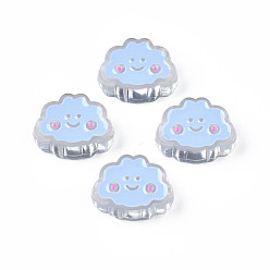 Светло-Голубой Прозрачные акриловые бусины, с эмалью, облако, Небесно-голубой, 15x20x8 мм, отверстие : 3 мм